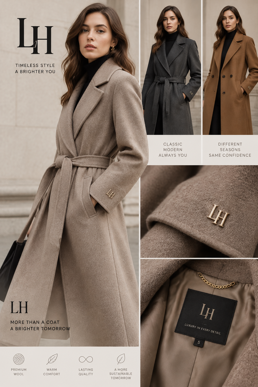 wool coats for woman, with logo LH
wool coats for woman, with logo LH