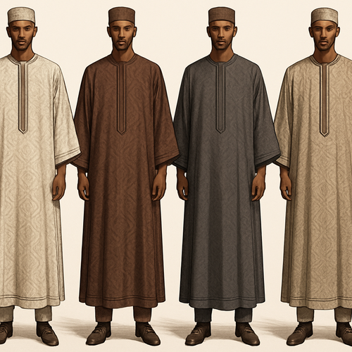 Create a unique, classy, and sophisticated shadda boubou design that’s first in the world. Please provide me with four designs.