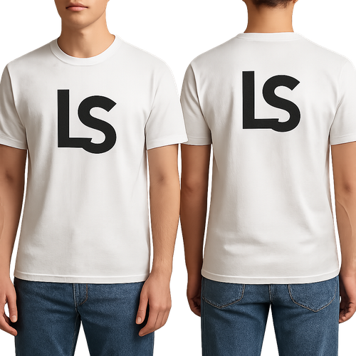 The logo LS with the s being combined with the L on the front of the tee shirt