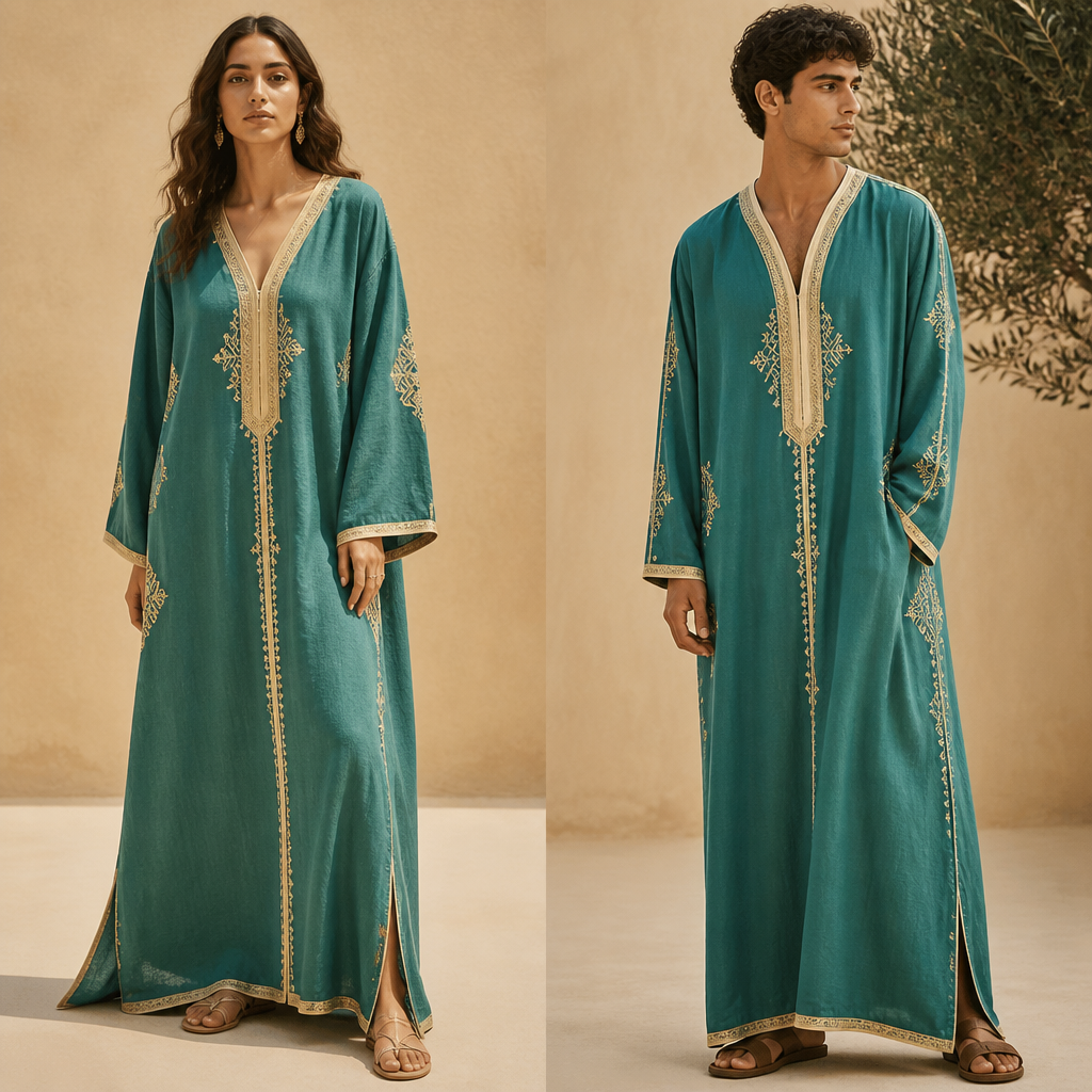 A Unisex Dress design, suitable for Summer. Consider Moroccan fashion — caftan, djellaba, intricate embroidery, jewel-toned fabrics. Current season is Summer in Morocco.
photorealistic fashion design, A Unisex Dress design, suitable for Summer. Consider Moroccan fashion — caftan, djellaba, intricate embroidery, jewel-toned fabrics. Current season is Summer in Morocco., just the design no text