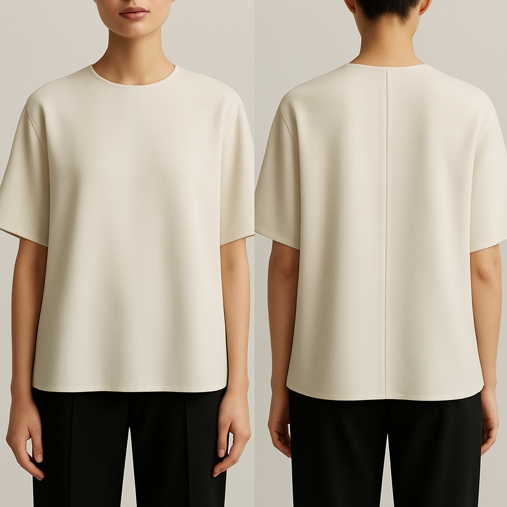 Buatkan atasan yg minimalis, lose silhouettes 

Buatkan atasan yg minimalis, lose silhouettes , minimalist style, show front and back