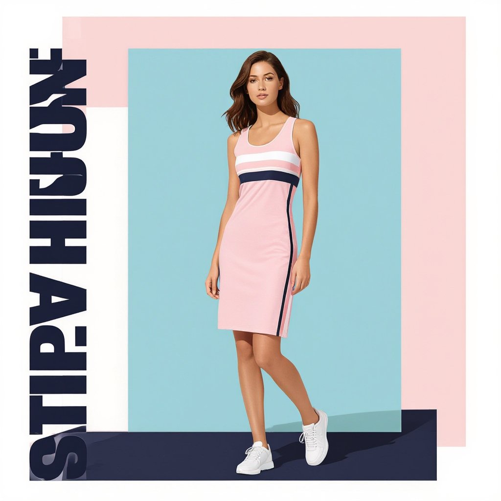 Feminine dress soft and feminine pink warm
Sporty fashion: Feminine jersey dress, soft pink, athletic stripes, comfortable fit.