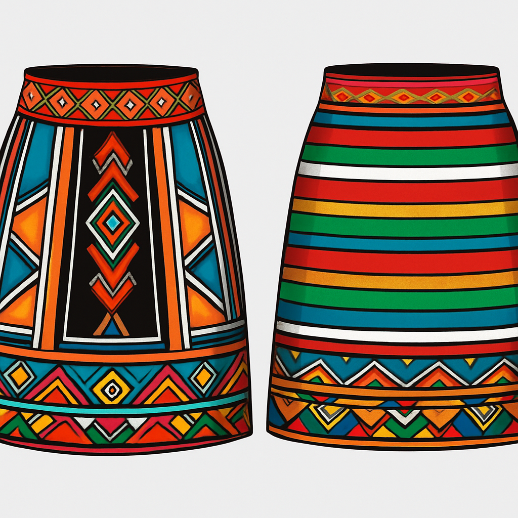 Design a stylish skirt inspired from the South African Zulu tribe traditional clothes 


Design a stylish skirt inspired from the South African Zulu tribe traditional clothes 
, show front and back