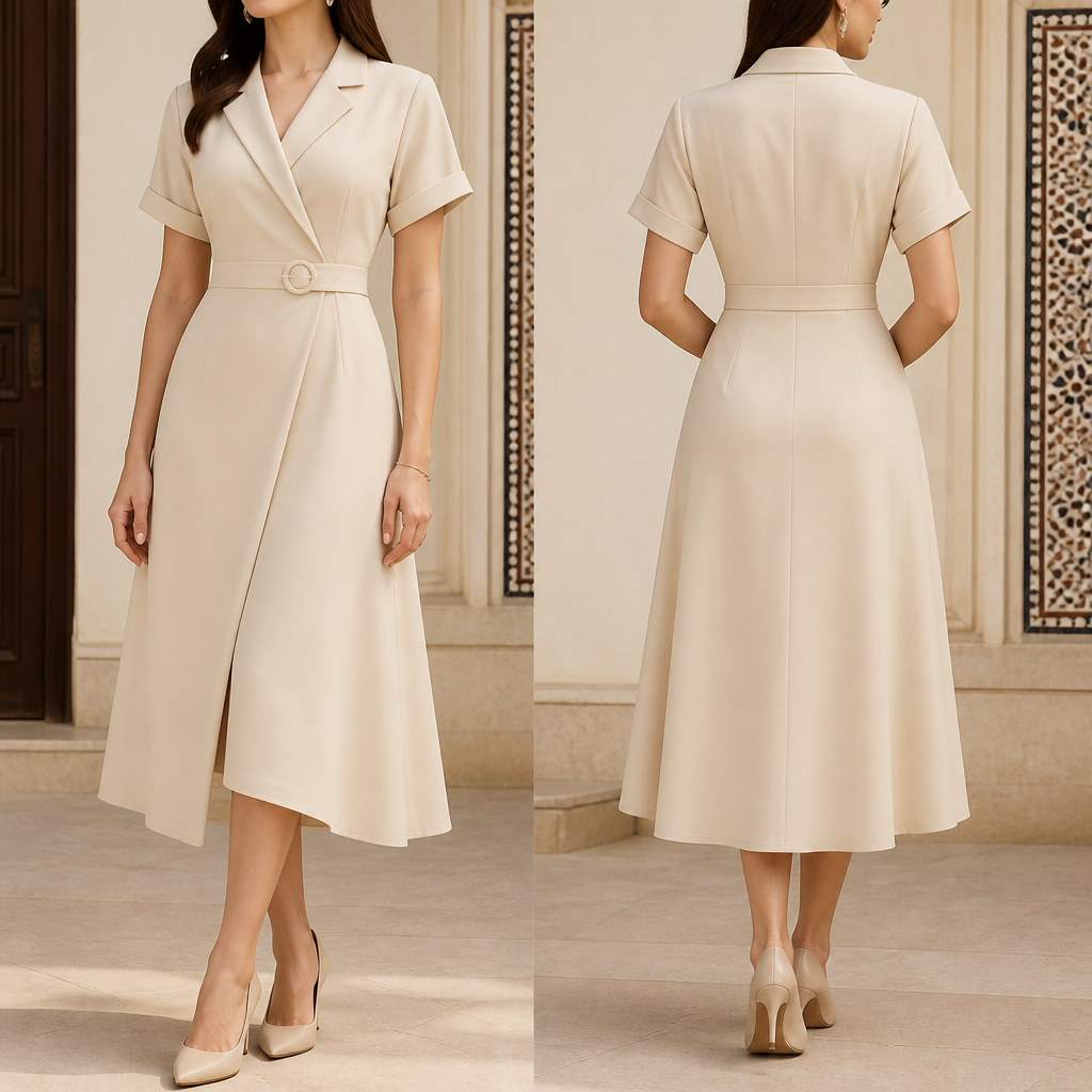 A Female Dress design, suitable for Summer, in Elegant + Business + Classic style. Algeria fashion aesthetics.
photorealistic fashion design, A Female Dress design, suitable for Summer, in Elegant + Business + Classic style. Algeria fashion aesthetics., elegant style, just the design no text, show front and back