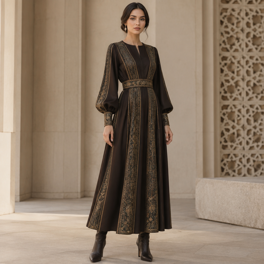 A Female Dress design, suitable for Fall, in Elegant style. UZ fashion aesthetics. Present it as professional fashion catalogue photography: the garment is the subject, shown full-length with editorial styling, neutral posing and tasteful, non-suggestive framing.
photorealistic fashion design, A Female Dress design, suitable for Fall, in Elegant style. UZ fashion aesthetics. Present it as professional fashion catalogue photography: the garment is the subject, shown full-length with editorial styling, neutral posing and tasteful, non-suggestive framing., elegant style, just the design no text