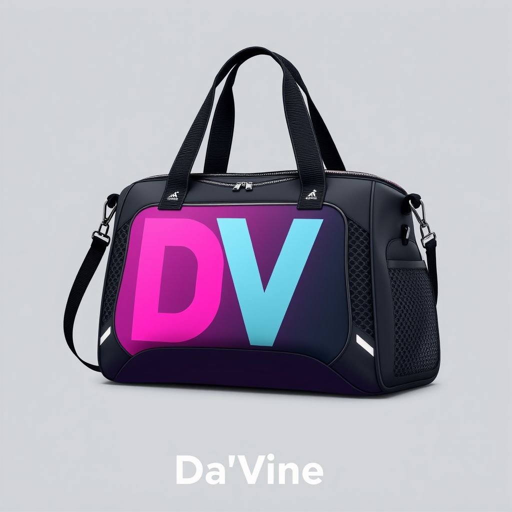 A handbag with the name “Da’Vine” on it. With DV on it
Design a sleek, multifunctional workout handbag named “Da’Vine.” The bag features bold DV initials, reflective accents for visibility, and breathable mesh panels. Crafted from durable, water-resistant fabric, it includes compartments for water bottles, yoga mats, and fitness gear. Emphasize vibrant colors and ergonomic straps for ultimate comfort during workouts.