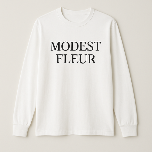 I need cotton t shirt styles long sleeve modest with my brand name of the “modest fleur
