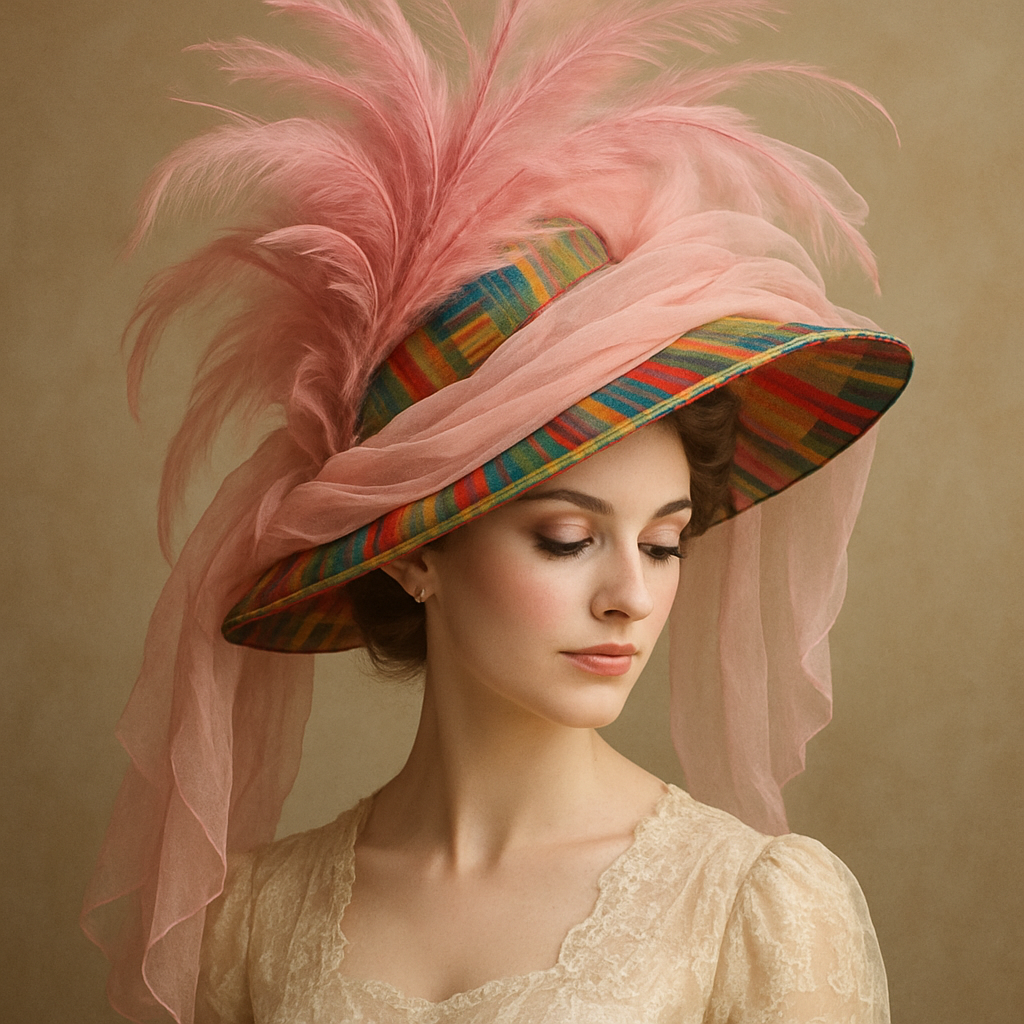 Create a one of a kind wedding hats,using colorful aso oke and a pink chiffon fabric, with feathers that will look unique, graceful, And attractive.
Create a one of a kind wedding hats,using colorful aso oke and a pink chiffon fabric, with feathers that will look unique, graceful, And attractive., vintage style
