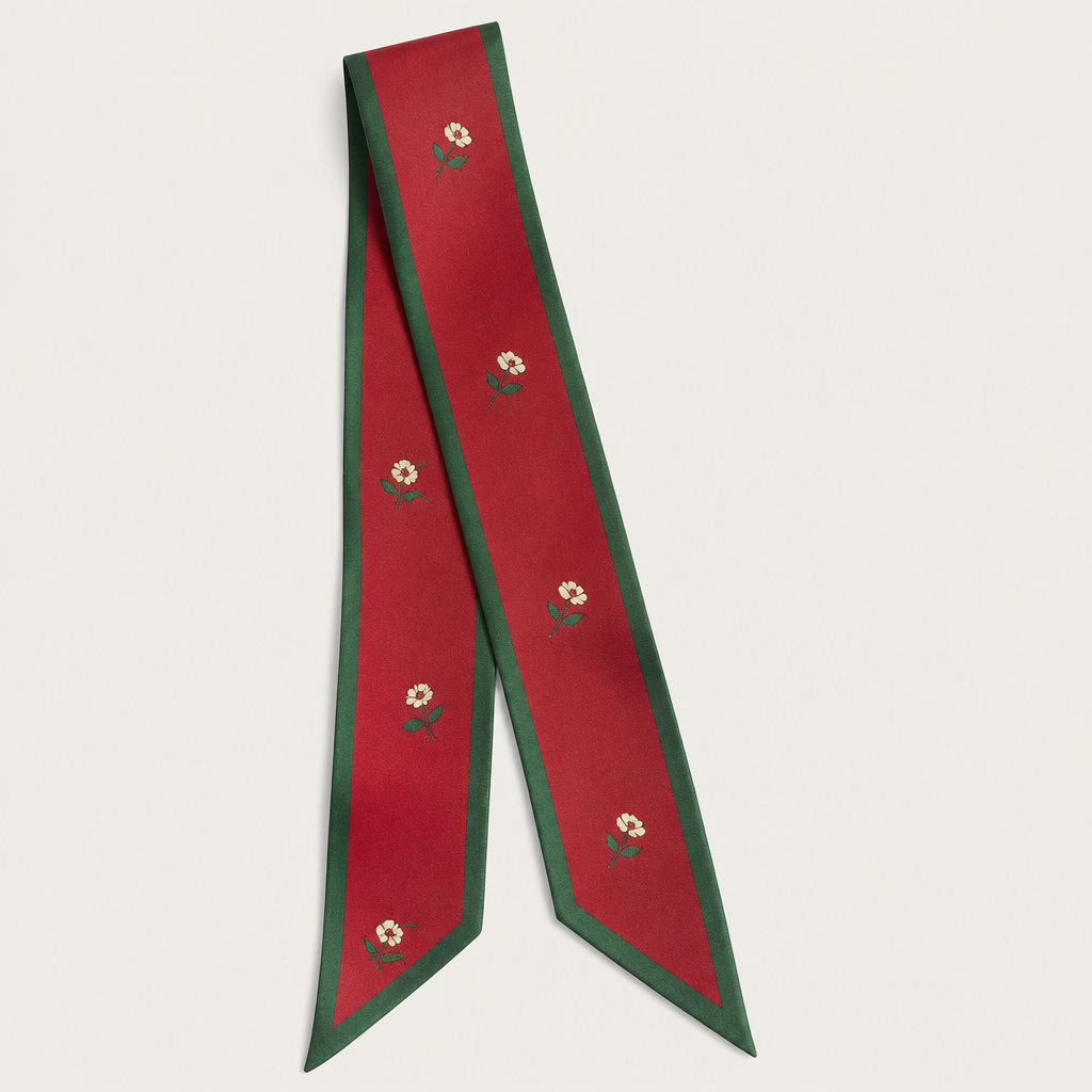 Design a silk twilly for alpha omega chi in red and green. Keep it super simple and preppy . Make a simple feminine pattern
photorealistic fashion design, Design a silk twilly for alpha omega chi in red and green. Keep it super simple and preppy . Make a simple feminine pattern, classic style, just the design no text