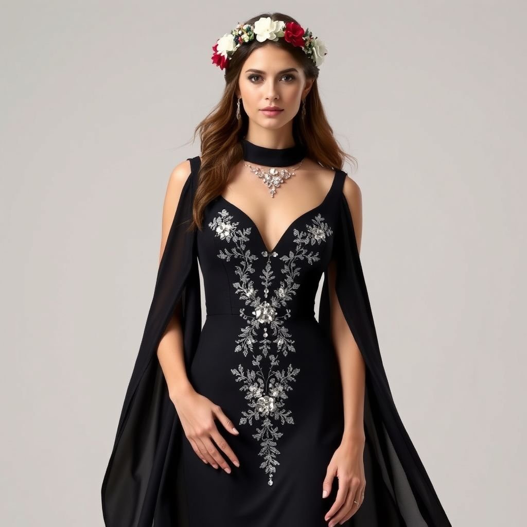 I’m going to have a wedding the same as western, but I wanted to kind of be a sleek dress with very cute stuff for my guess. What do you think I should give me some examples? What I should show my guess
For a modern Western wedding, envision a sleek silhouette gown with a high neckline and soft, flowing cape sleeves in silk crepe. Incorporate delicate lace accents down the bodice and a dramatic, detachable train adorned with twinkling crystal appliqués. For guests, consider stylish, matching silk pocket squares and floral hairpieces.