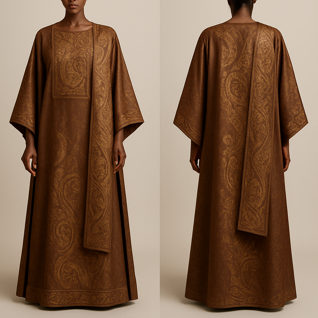 Create a shadda boubou for women that's the first of its kind, unique, classy, and sophisticated in design.
Create a shadda boubou for women that's the first of its kind, unique, classy, and sophisticated in design., show front and back