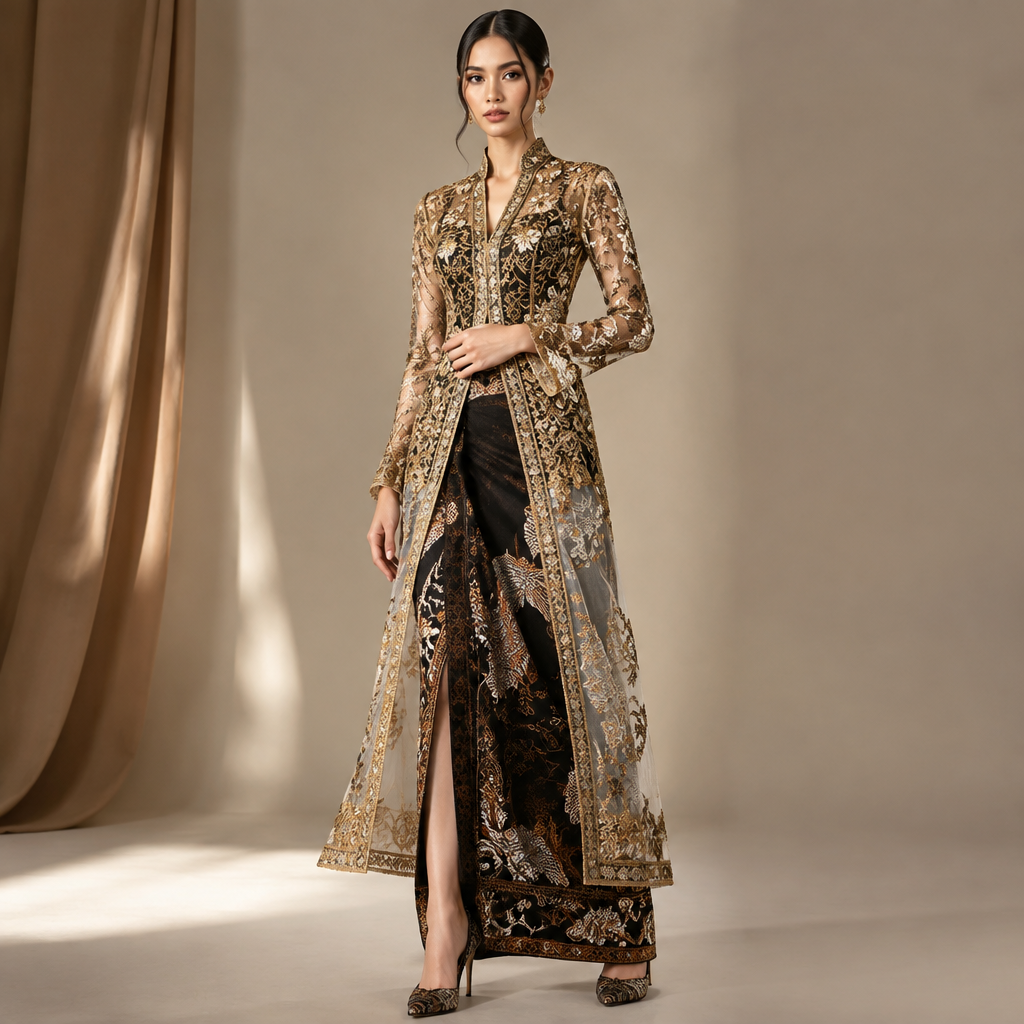 A Female Jacket design, in Glamorous style. Indonesia fashion aesthetics. Present it as professional fashion catalogue photography: the garment is the subject, shown full-length with editorial styling, neutral posing and tasteful, non-suggestive framing.
photorealistic fashion design, A Female Jacket design, in Glamorous style. Indonesia fashion aesthetics. Present it as professional fashion catalogue photography: the garment is the subject, shown full-length with editorial styling, neutral posing and tasteful, non-suggestive framing., glamorous style, just the design no text