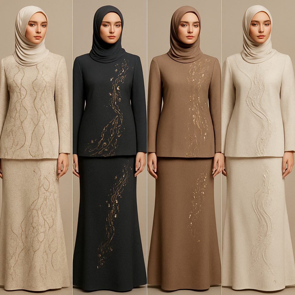 Create me modest two piece that's first in the world, using unique stone design, classy and sophisticated. Keep me 4 designs. Make them rich by adding minimal stone embroidery and stones designs. Showcasing different styles and fabric.
Create me modest two piece that's first in the world, using unique stone design, classy and sophisticated. Keep me 4 designs. Make them rich by adding minimal stone embroidery and stones designs. Showcasing different styles and fabric.