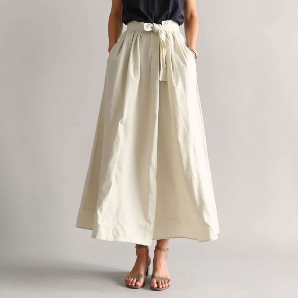 חצאית כותנה גרסה יוונית פשוטה מפשתן
Design a minimalist cotton skirt that embodies the elegance of Greek simplicity. Focus on clean lines and understated silhouettes, with a flowing A-line shape that gracefully drapes. Use a soft linen fabric in a muted palette, accentuating functionality and comfort. Incorporate subtle pleats and a discreet waistband for effortless chic.