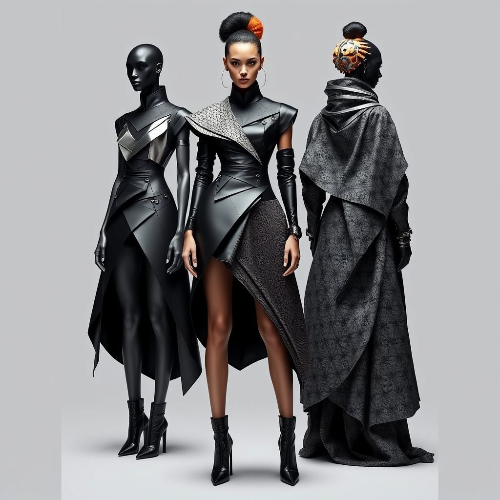 Innovateur
"Craft a striking Innovateur fashion ensemble that fuses avant-garde silhouettes with bold geometric patterns. Envision a structured, asymmetrical dress featuring metallic accents and unexpected layering. Incorporate high-tech textiles that shift colors in different lights and sculpt accessories inspired by industrial design, creating a captivating blend of art and function."