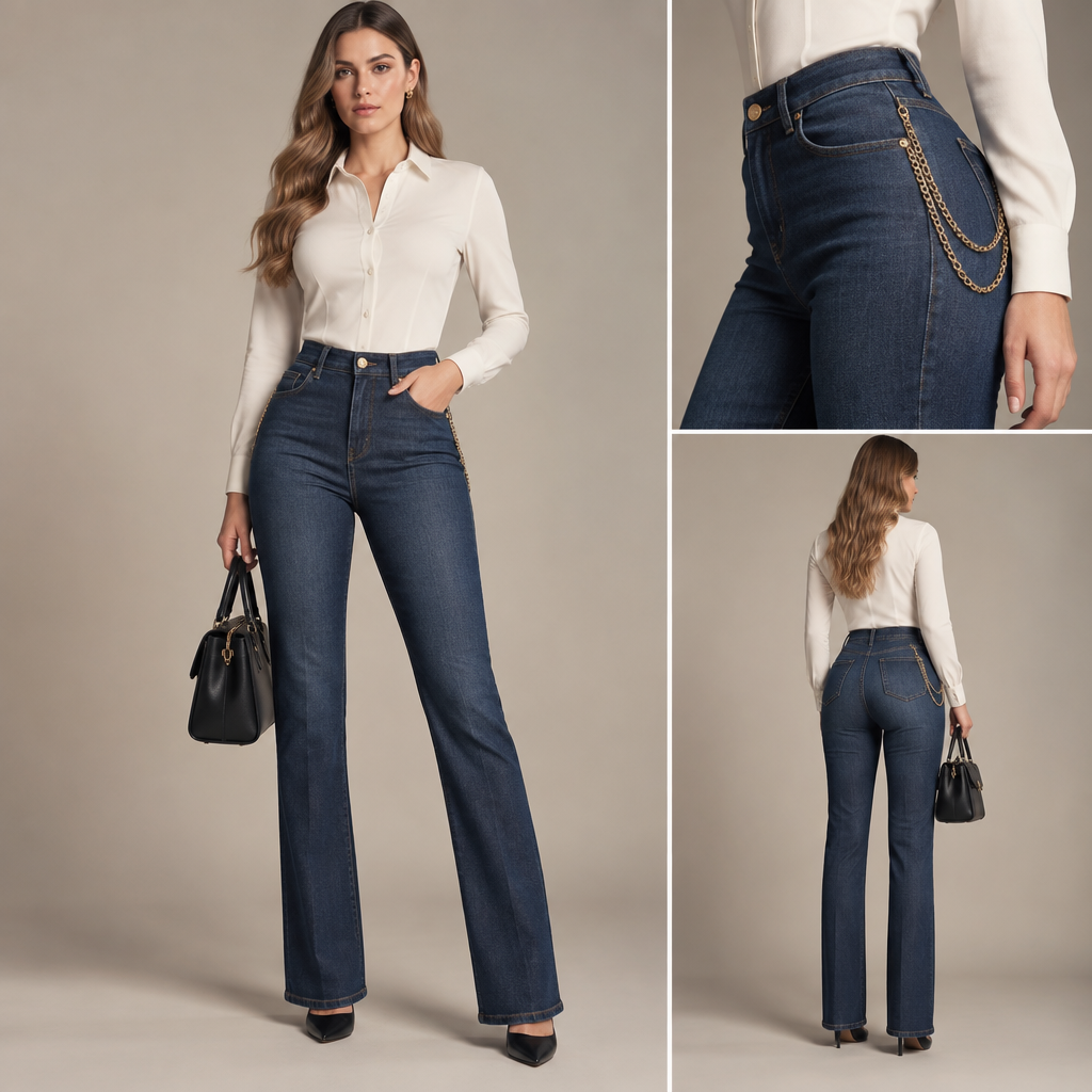 photorealistic fashion design, photorealistic fashion design, A Female Pants design, made of Denim, with a sleek, smooth finish, with a Tailored silhouette, with modest, full coverage: longer hemlines, higher necklines and covered shoulders, in a Monochrome color palette, for Work, suitable for Summer, suited to a Temperate climate, in Business style, shown on a model with fair skin and a curvy figure Present it as professional fashion catalogue photography: the garment is the subject, shown full-length with editorial styling, neutral posing and tasteful, non-suggestive framing., business style, just the design no text. Refinement: Que sea más delgada la persona con cintura , just the design no text. Refinement: Que el pantalón se vea más sensual pero para trabajo con cadenas delgadas a los lados
photorealistic fashion design, photorealistic fashion design, photorealistic fashion design, A Female Pants design, made of Denim, with a sleek, smooth finish, with a Tailored silhouette, with modest, full coverage: longer hemlines, higher necklines and covered shoulders, in a Monochrome color palette, for Work, suitable for Summer, suited to a Temperate climate, in Business style, shown on a model with fair skin and a curvy figure Present it as professional fashion catalogue photography: the garment is the subject, shown full-length with editorial styling, neutral posing and tasteful, non-suggestive framing., business style, just the design no text. Refinement: Que sea más delgada la persona con cintura , just the design no text. Refinement: Que el pantalón se vea más sensual pero para trabajo con cadenas delgadas a los lados, just the design no text