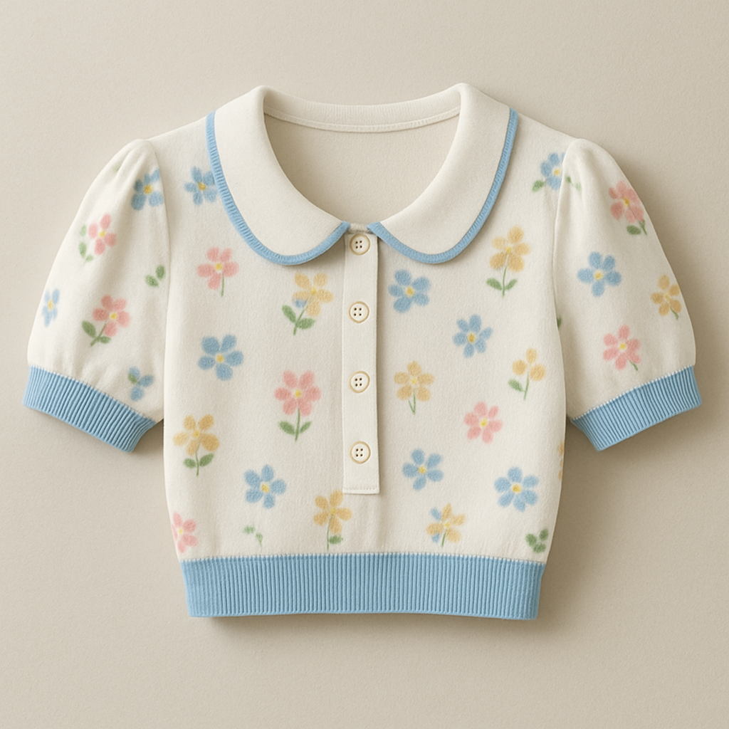 Make me a realistic design, a small white top that has a cute preppy design with pastel colors, and flower designs too also
Make me a realistic design, a small white top that has a cute preppy design with pastel colors, and flower designs too also , preppy style