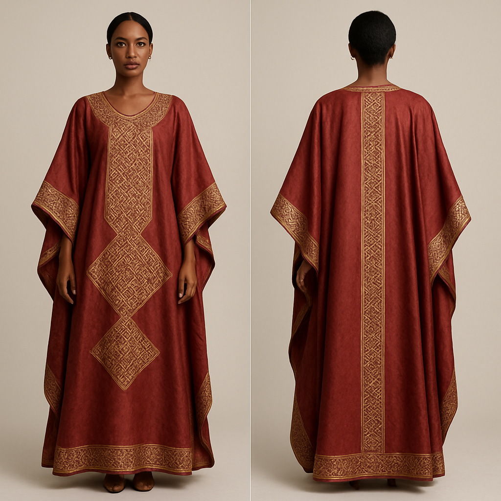 Create a shadda boubou for women that's the first of its kind, unique, classy, and sophisticated in design.
Create a shadda boubou for women that's the first of its kind, unique, classy, and sophisticated in design., show front and back