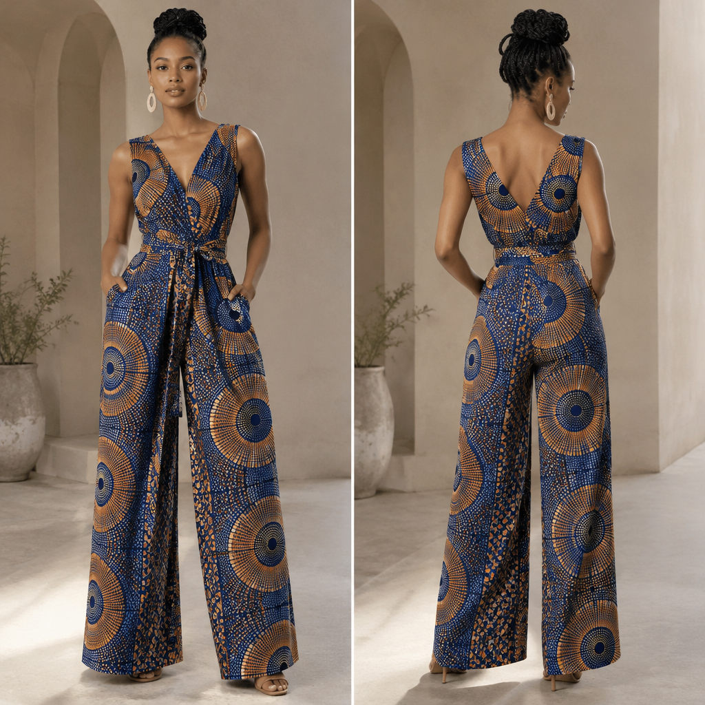 A Female Jumpsuit design, suitable for Spring. Consider South African fashion — diverse multicultural styles, Shweshwe prints, modern Afro-chic. Current season is Spring in South Africa. Present it as professional fashion catalogue photography: the garment is the subject, shown full-length with editorial styling, neutral posing and tasteful, non-suggestive framing.
photorealistic fashion design, A Female Jumpsuit design, suitable for Spring. Consider South African fashion — diverse multicultural styles, Shweshwe prints, modern Afro-chic. Current season is Spring in South Africa. Present it as professional fashion catalogue photography: the garment is the subject, shown full-length with editorial styling, neutral posing and tasteful, non-suggestive framing., just the design no text