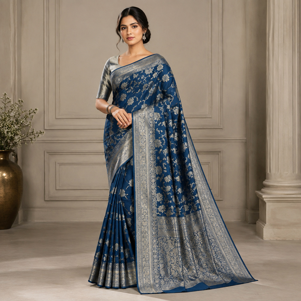 A Female fashion design, in Classic style. Karan fabric,the Sarre is sample of royal the colle is bsilver and blu combination,Karan design athe clothin wear with a module. Bangladesh fashion aesthetics. Present it as professional fashion catalogue photography: the garment is the subject, shown full-length with editorial styling, neutral posing and tasteful, non-suggestive framing.
photorealistic fashion design, A Female fashion design, in Classic style. Karan fabric,the Sarre is sample of royal the colle is bsilver and blu combination,Karan design athe clothin wear with a module. Bangladesh fashion aesthetics. Present it as professional fashion catalogue photography: the garment is the subject, shown full-length with editorial styling, neutral posing and tasteful, non-suggestive framing., classic style, just the design no text