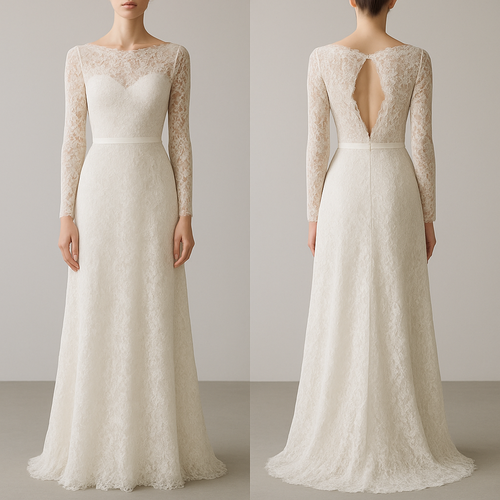 Lace wedding dress 
Lace belt
