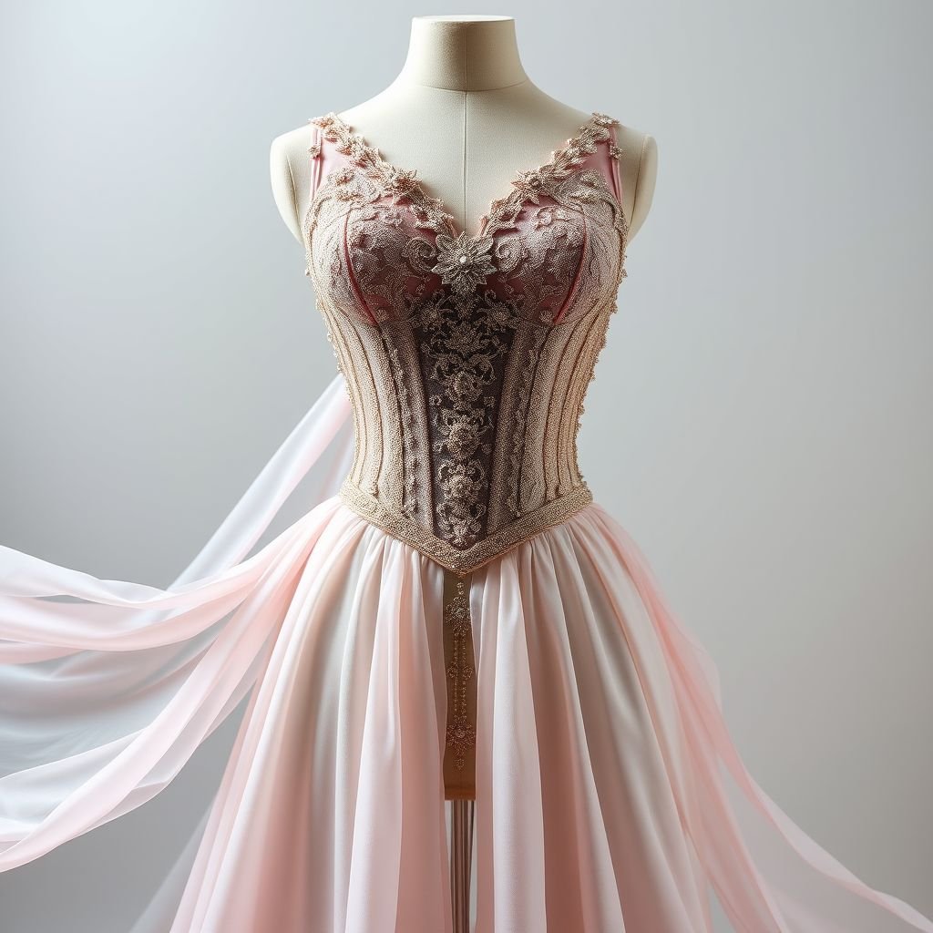 Goddess corset flowing
Design a luxurious goddess corset, adorned with intricate lace and delicate beadwork, crafted from shimmering silk. Combine flowing chiffon drapes that cascade elegantly from the waist, creating an ethereal silhouette. Incorporate soft pastel colors and subtle metallic accents to enhance the graceful look, embodying sophistication and timeless elegance in every detail.