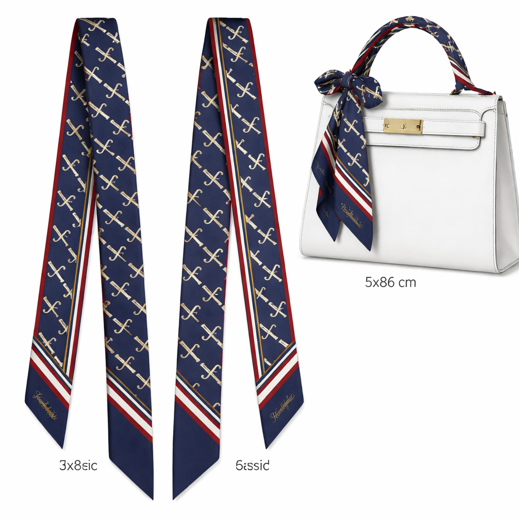 Silk scarf that is 5x86cm designed for a handle on a Kelly style bag using the initials in JF in a diagonal pattern. Intended for a signature look for Jolie Franc. Give it an american classic look
Silk scarf that is 5x86cm designed for a handle on a Kelly style bag using the initials in JF in a diagonal pattern. Intended for a signature look for Jolie Franc. Give it an american classic look
, classic style, show front and back