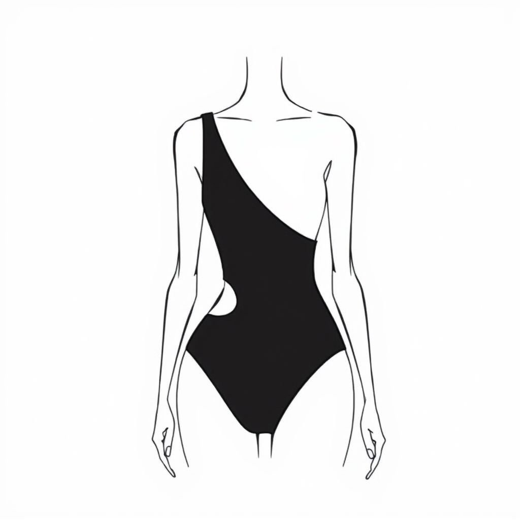 One-piece with asymmetric strap + waist cut-out • Color: Jet Black,
Design a sleek, jet black one-piece garment that embodies minimalist elegance. Feature an asymmetric strap for a touch of intrigue paired with a subtle waist cut-out, enhancing the silhouette without overwhelming details. Incorporate clean lines and a streamlined fit, creating a sophisticated, timeless look that exemplifies the essence of minimalism.