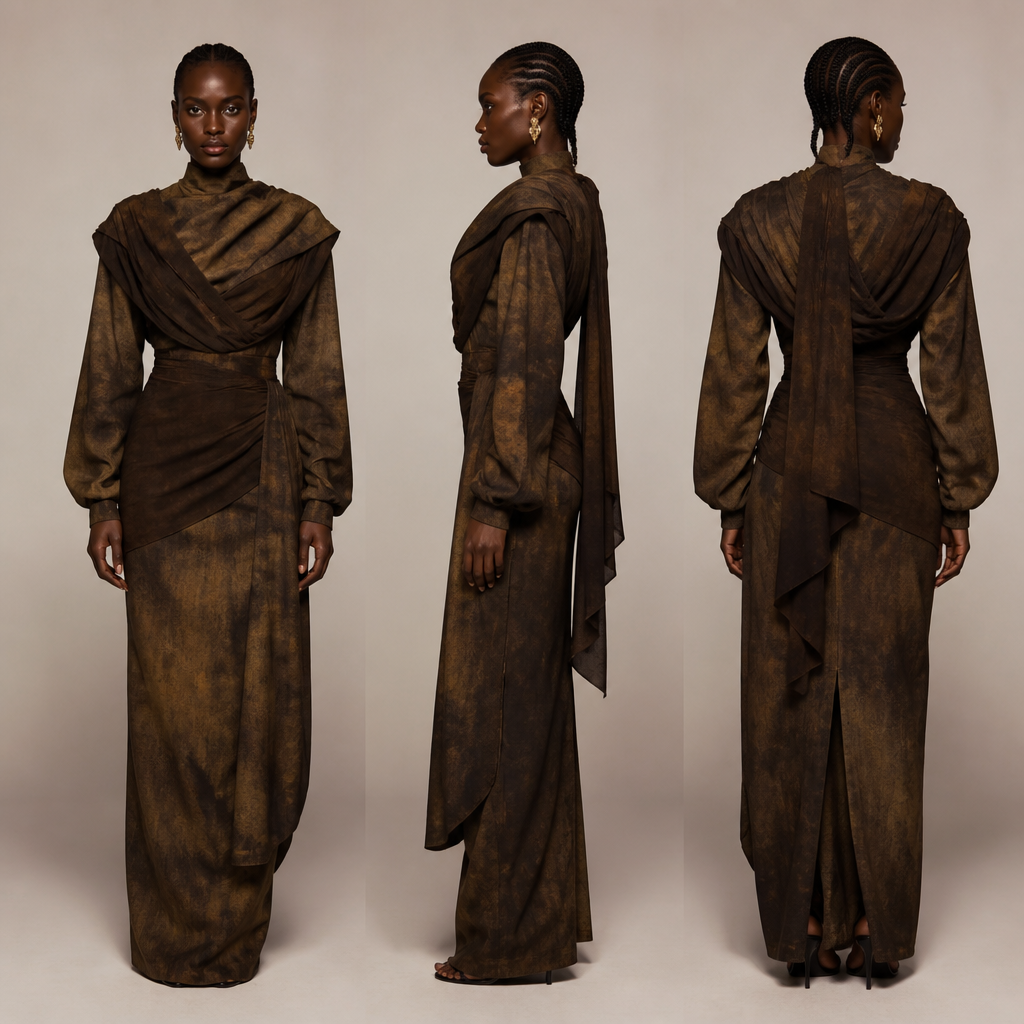 A Female fashion design. colour it in a aesthetic savage edgy way and more baddie designs if needed. Nigeria fashion aesthetics. Design with modest coverage.
photorealistic fashion design, A Female fashion design. colour it in a aesthetic savage edgy way and more baddie designs if needed. Nigeria fashion aesthetics. Design with modest coverage., just the design no text