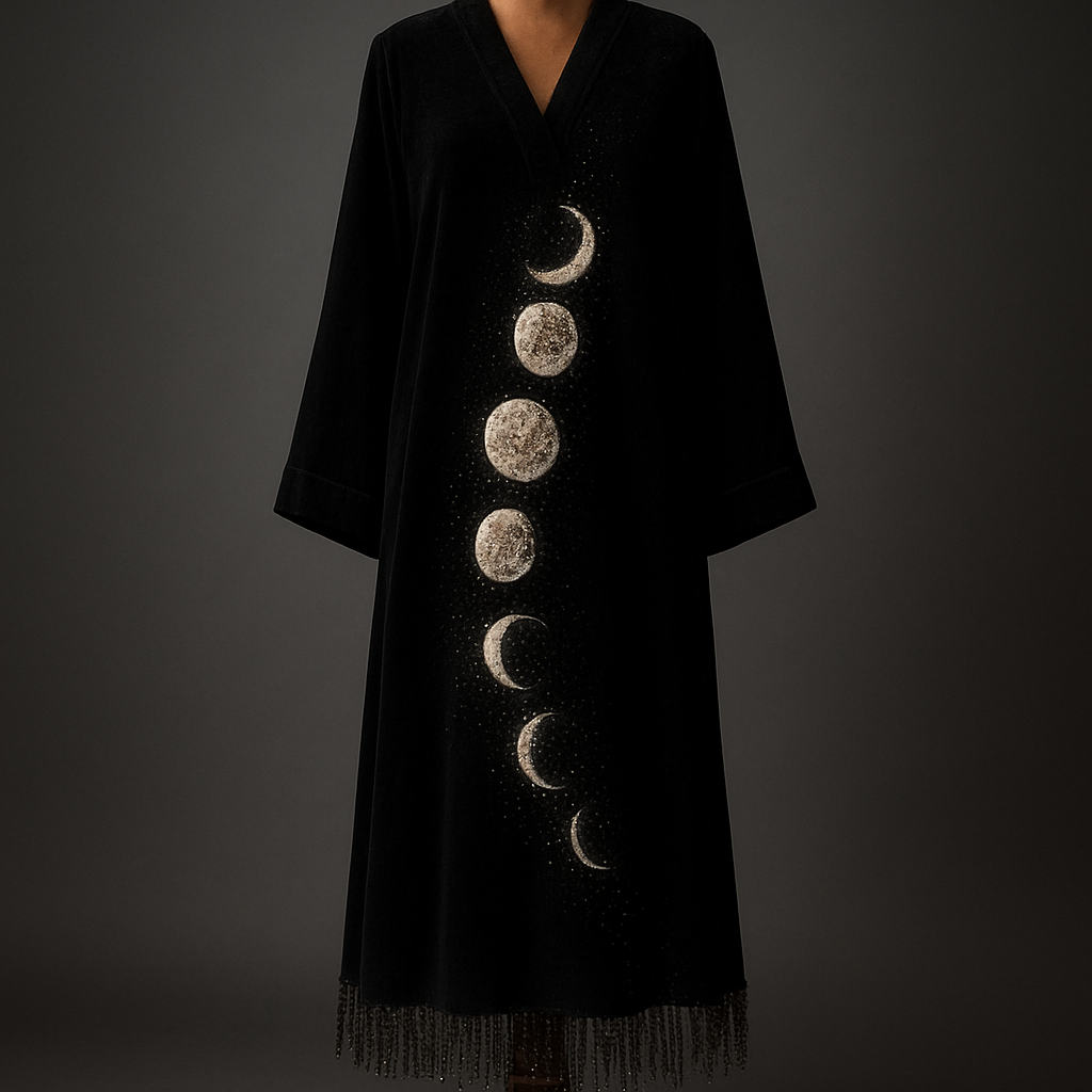 Air هنا — ها هي 10 أفكار إضافية برومبتات بالإنجليزية، كلومبت جاهزستخدام لعرض التصميم مانيكان خشبي فاخر مع ظهور إلى الكاحل إذا تريديهم بصيغة أقصر أو ملف واحد جاهز لـ Midjourney/Stable Diffusion أخبريني. 😊

1) Moonphase cascade  
Photorealistic full-length black velvet ankle-length abaya on a luxurious polished dark-walnut wooden mannequin with carved pedestal, ankle visible; crescent and full moon motif running diagonally from shoulder to hem made from layered pearlescent crystals and matte gunmetal beads, subtle glow effect around moons, airy trailing bead fringe at hem. Studio: soft warm key + rim light, neutral charcoal gradient background, ultra-detailed fabric texture. (Midjourney: --ar 2:3 --v 5 --q 2 --stylize 750)
sparkle. (Midjourney: --ar 2:3 --v 5 --q 2)


Air هنا — ها هي 10 أفكار إضافية برومبتات بالإنجليزية، كلومبت جاهزستخدام لعرض التصميم مانيكان خشبي فاخر مع ظهور إلى الكاحل إذا تريديهم بصيغة أقصر أو ملف واحد جاهز لـ Midjourney/Stable Diffusion أخبريني. 😊

1) Moonphase cascade  
Photorealistic full-length black velvet ankle-length abaya on a luxurious polished dark-walnut wooden mannequin with carved pedestal, ankle visible; crescent and full moon motif running diagonally from shoulder to hem made from layered pearlescent crystals and matte gunmetal beads, subtle glow effect around moons, airy trailing bead fringe at hem. Studio: soft warm key + rim light, neutral charcoal gradient background, ultra-detailed fabric texture. (Midjourney: --ar 2:3 --v 5 --q 2 --stylize 750)
sparkle. (Midjourney: --ar 2:3 --v 5 --q 2)
, show front and back