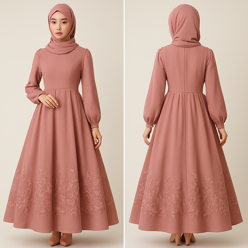 Modest dresS l Muslim can wear fight on the stomach and has berdifuk laces with flowers on the bottom of the dress the dress is also puff when it comes to the bottom