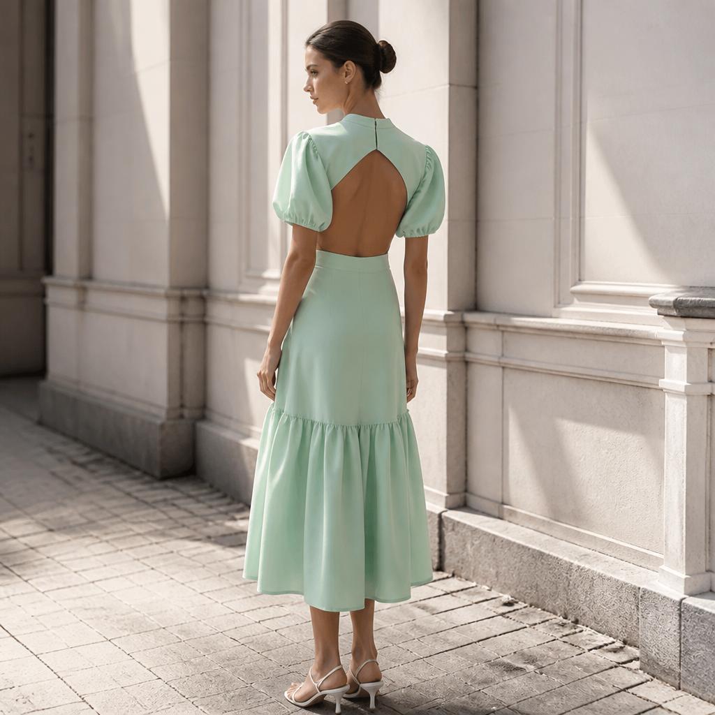 A Female Dress design, suitable for Summer. Смотреть фото референс, костюм такой же, цвет мята, на стройную девушку на улице. Спинку сделать более аккуратно. Russia fashion aesthetics.
photorealistic fashion design, A Female Dress design, suitable for Summer. Смотреть фото референс, костюм такой же, цвет мята, на стройную девушку на улице. Спинку сделать более аккуратно. Russia fashion aesthetics., just the design no text