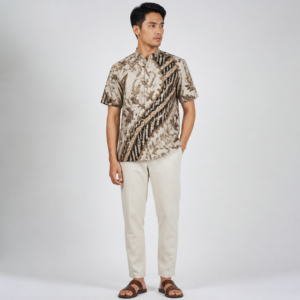 A Male Top design, suitable for Summer. Consider Indonesian fashion — batik, kebaya, modest fashion innovation, tropical resort wear. Present it as professional fashion catalogue photography: the garment is the subject, shown full-length with editorial styling, neutral posing and tasteful, non-suggestive framing.
photorealistic fashion design, A Male Top design, suitable for Summer. Consider Indonesian fashion — batik, kebaya, modest fashion innovation, tropical resort wear. Present it as professional fashion catalogue photography: the garment is the subject, shown full-length with editorial styling, neutral posing and tasteful, non-suggestive framing., just the design no text