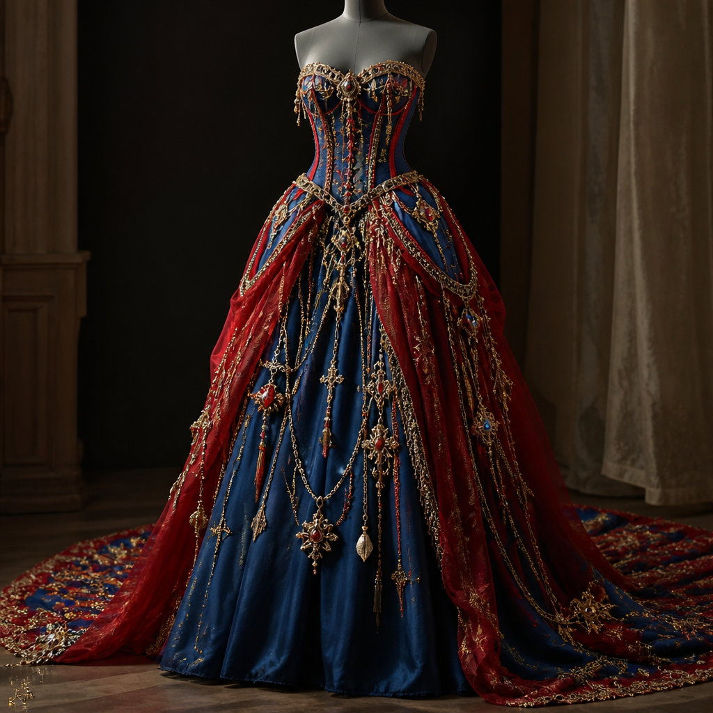 I would like you to make a look dress blue with red also I wanted to have a lot of charms in it I wanted with a corset I wanted to look like princess dress also I wanted to really enjoy also I wanted to have that expensive look and also I wanted to be really expensive. Greece fashion aesthetics.
photorealistic fashion design, I would like you to make a look dress blue with red also I wanted to have a lot of charms in it I wanted with a corset I wanted to look like princess dress also I wanted to really enjoy also I wanted to have that expensive look and also I wanted to be really expensive. Greece fashion aesthetics., just the design no text