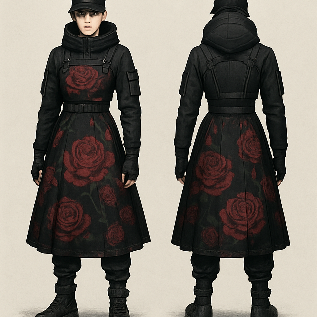 Rose dress Marco
Rose dress Marco , techwear style, show front and back