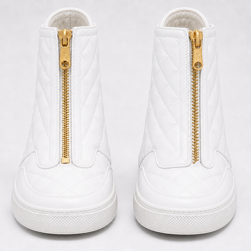 Take it off and replace it on the right side in the front of the shoe
edit the attached fashion design with these instructions: Take it off and replace it on the right side in the front of the shoe. keep it photorealistic, just the design no text