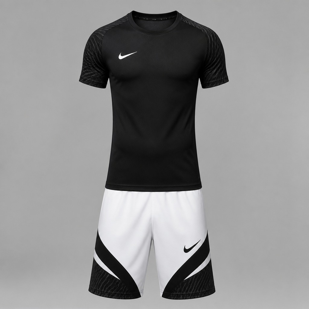 A Male fashion design. A black Nike t shirt with a Nike swoosh and white & black Nike Shorts. Nigeria fashion aesthetics.
photorealistic fashion design, A Male fashion design. A black Nike t shirt with a Nike swoosh and white & black Nike Shorts. Nigeria fashion aesthetics., just the design no text