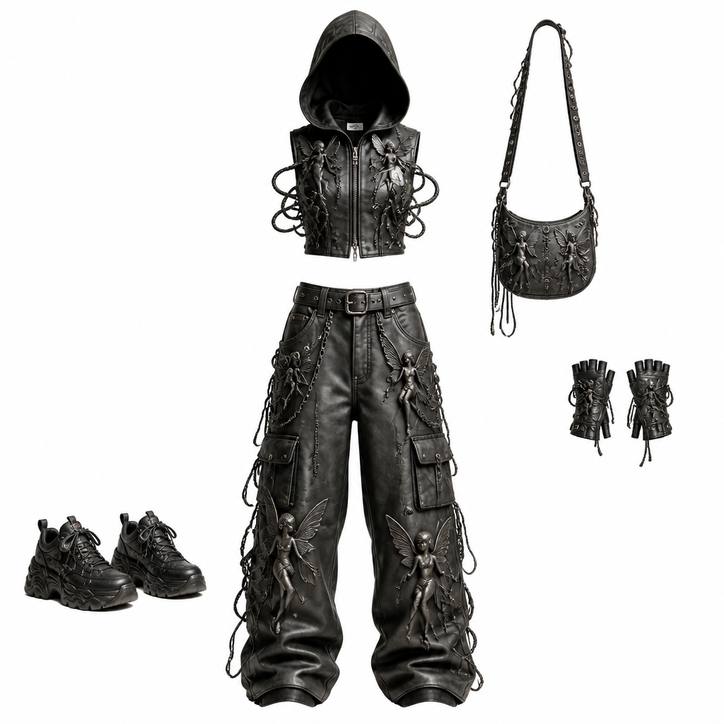 A Activewear design, made of Leather, for Streetwear, suitable for Summer, in Streetwear + Military + Designer style. money fairy design
photorealistic fashion design, A Activewear design, made of Leather, for Streetwear, suitable for Summer, in Streetwear + Military + Designer style. money fairy design, streetwear style, just the design no text