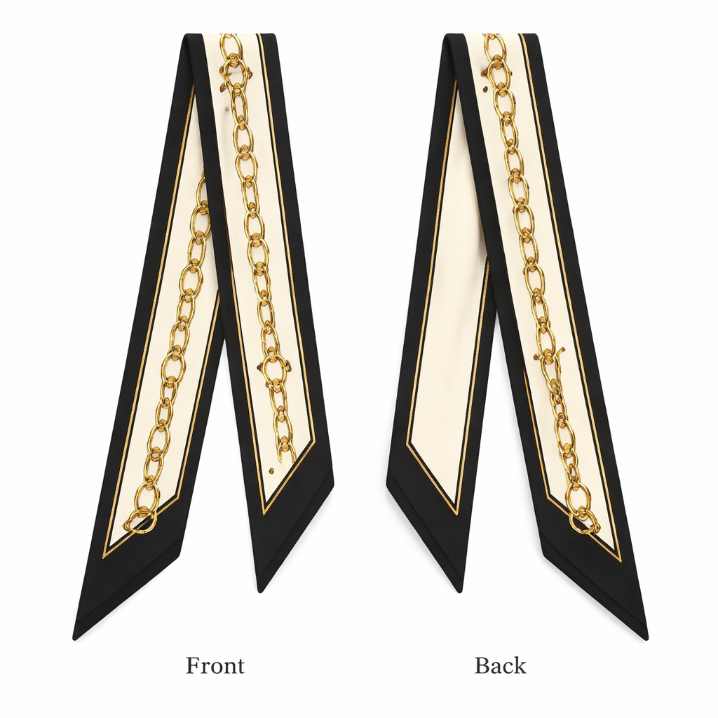 Design a silk twilly that is 5x 86 cm to be wrapped around the handle of a purse
Make it iconic. Simple and tailored
Design a silk twilly that is 5x 86 cm to be wrapped around the handle of a purse
Make it iconic. Simple and tailored, classic style, show front and back