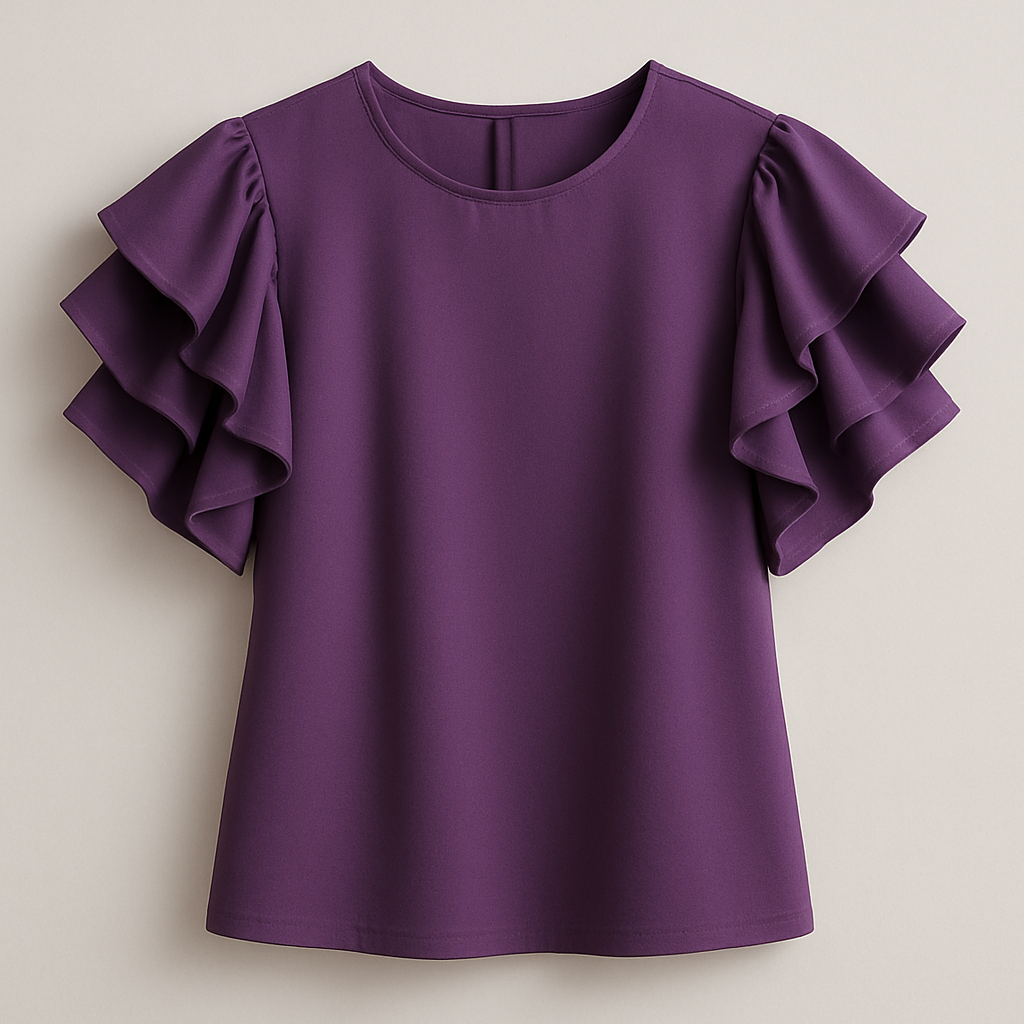 Purple, shirt, ruffled sleeves
Purple, shirt, ruffled sleeves