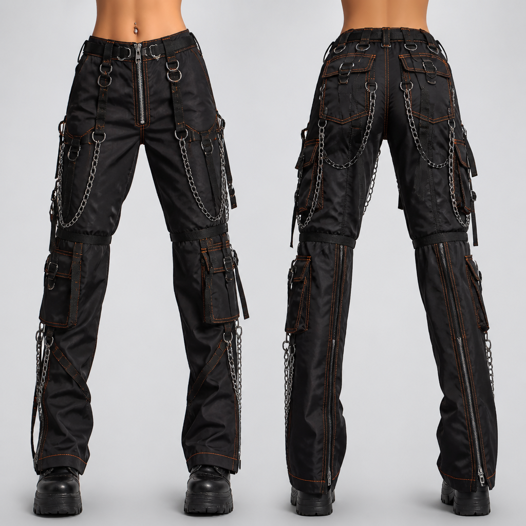 A Female Pants design, suitable for Spring, in Y2K style. made with Kevlar nylon webbing four front pockets two back pockets six cargo pockets plenty of d rings that can hold 1200 lb lots of chains hanging off of them zipper down the front and the back of the lower leg of course it designed it here heavy duty adjustment at the way spare with orange stitching
photorealistic fashion design, A Female Pants design, suitable for Spring, in Y2K style. made with Kevlar nylon webbing four front pockets two back pockets six cargo pockets plenty of d rings that can hold 1200 lb lots of chains hanging off of them zipper down the front and the back of the lower leg of course it designed it here heavy duty adjustment at the way spare with orange stitching, y2k style, just the design no text