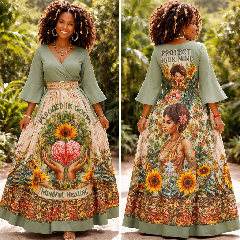 mental health awareness, Africa, Boricua, West Indies, indigenous, rooted in God, modest but classy
mental health awareness, Africa, Boricua, West Indies, indigenous, rooted in God, modest but classy, spring style, show front and back