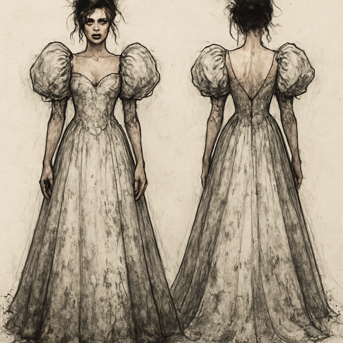 Puffed sleeve wedding dress 
