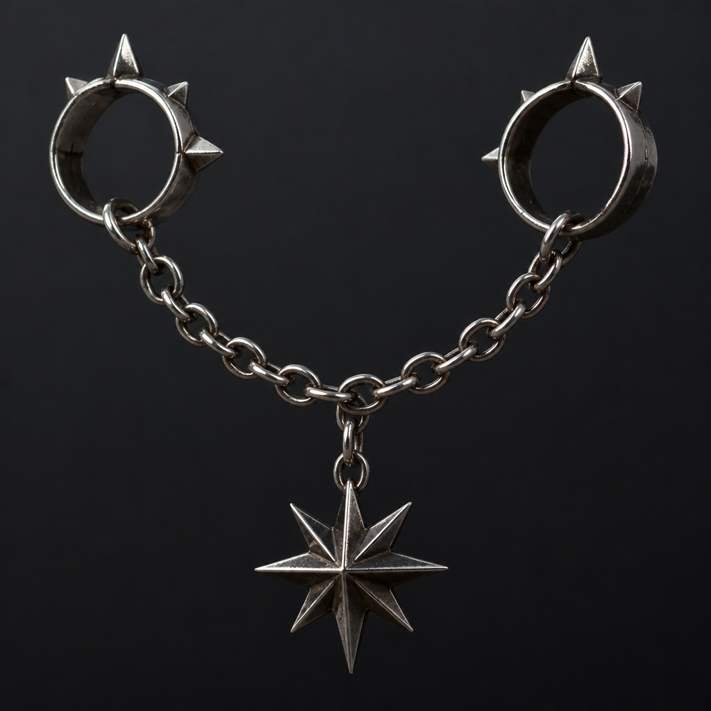 Give me a gothic vibe chain a rings of a Morningstar
photorealistic fashion design, Give me a gothic vibe chain a rings of a Morningstar
, just the design no text