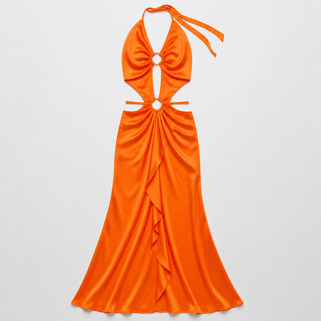 A Female Dress design, made of Satin, with a sleek, smooth finish, with a Tailored silhouette, with a minimal-coverage cut, in a Bold & Bright color palette, suitable for Summer, in Glamorous style, shown on a model with light skin and a curvy figure. Tunisia fashion aesthetics. Present it as professional fashion catalogue photography: the garment is the subject, shown full-length with editorial styling, neutral posing and tasteful, non-suggestive framing.
photorealistic fashion design, A Female Dress design, made of Satin, with a sleek, smooth finish, with a Tailored silhouette, with a minimal-coverage cut, in a Bold & Bright color palette, suitable for Summer, in Glamorous style, shown on a model with light skin and a curvy figure. Tunisia fashion aesthetics. Present it as professional fashion catalogue photography: the garment is the subject, shown full-length with editorial styling, neutral posing and tasteful, non-suggestive framing., glamorous style, just the design no text