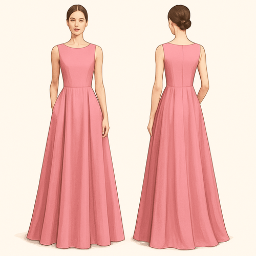 Maxi pink dress with pockets