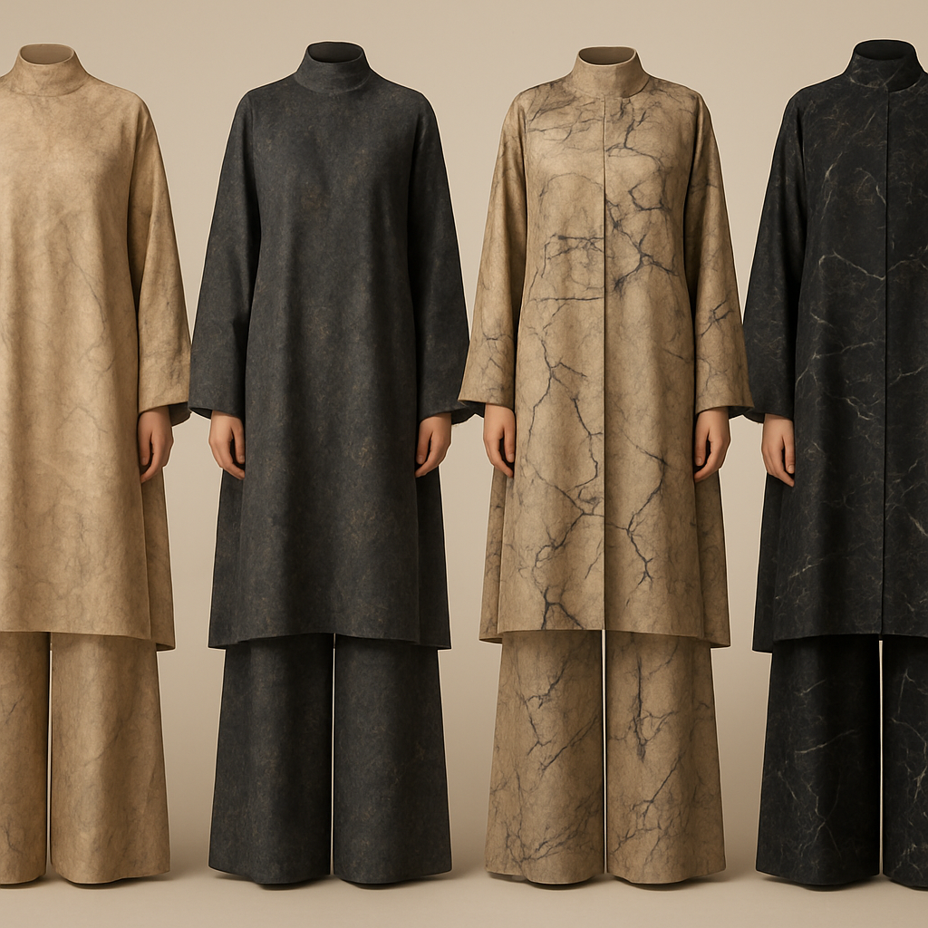 Create a modest abaya and loose pant, first of its kind, featuring a unique stone design that exudes a classy and sophisticated vibe. I'd like four designs, each showcasing different styles and fabrics. Incorporate high-end, unique chic stone designs to make them truly special. Add little sophisticated stone designs. Make it irresistible!
Create a modest abaya and loose pant, first of its kind, featuring a unique stone design that exudes a classy and sophisticated vibe. I'd like four designs, each showcasing different styles and fabrics. Incorporate high-end, unique chic stone designs to make them truly special. Add little sophisticated stone designs. Make it irresistible!