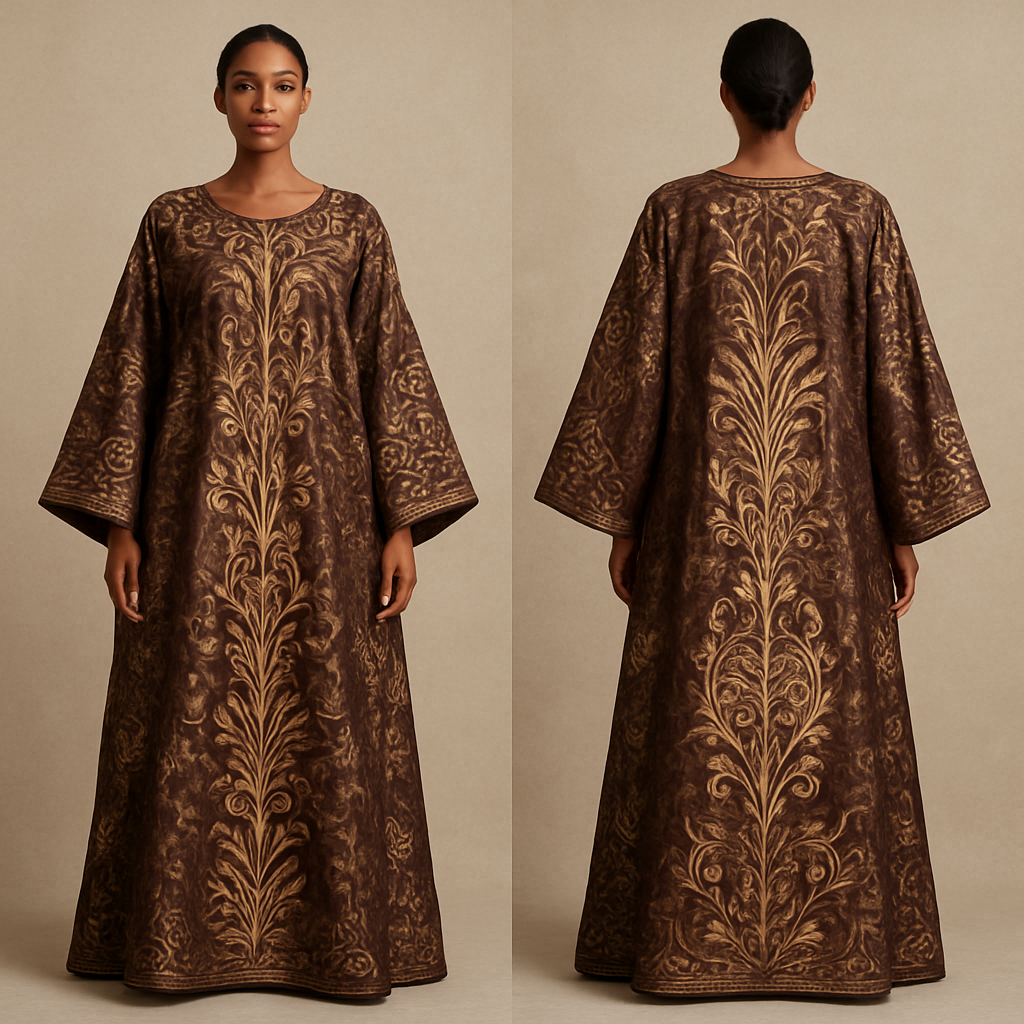 Create a shadda boubou for women that's the first of its kind, unique, classy, and sophisticated in design.
Create a shadda boubou for women that's the first of its kind, unique, classy, and sophisticated in design., show front and back