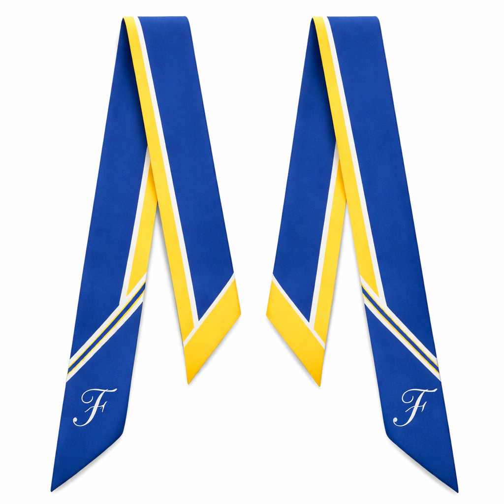 Design a twilly scarf that is 5 x 86cm with oblique edges.
Have it be mostly royal blue and yellow. Keep it super simple and tailored
Add JF initial at the bottom
Design a twilly scarf that is 5 x 86cm with oblique edges.
Have it be mostly royal blue and yellow. Keep it super simple and tailored
Add JF initial at the bottom, classic style, show front and back