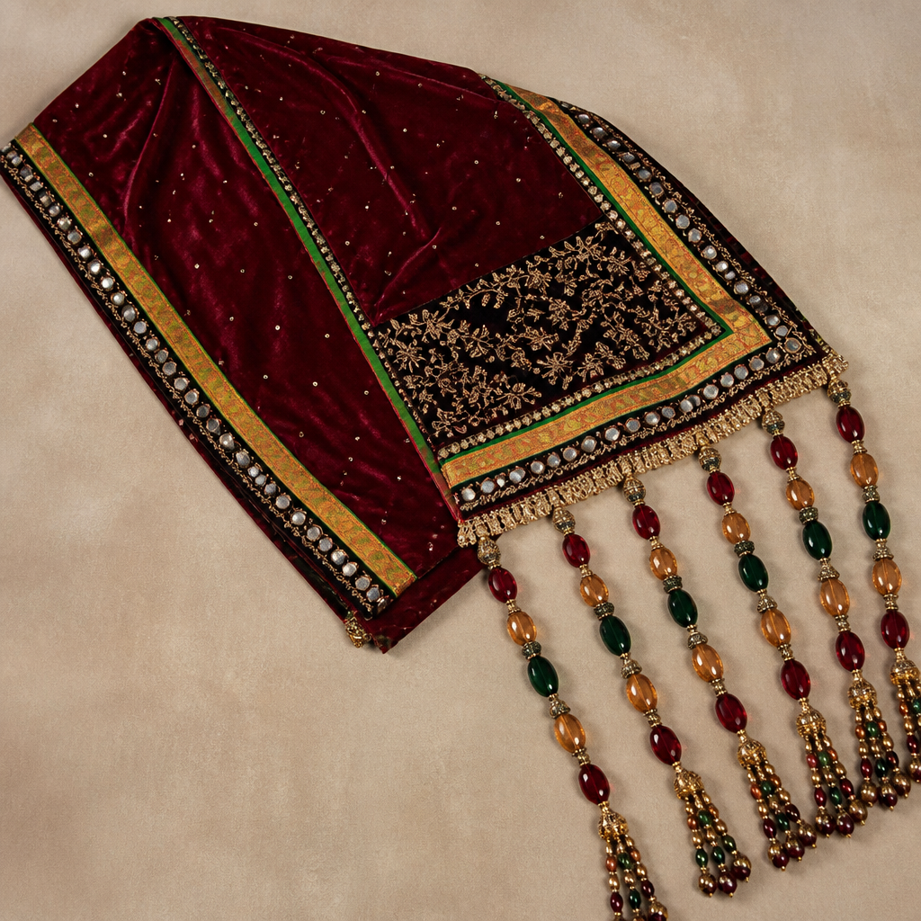 photorealistic fashion design, photorealistic fashion design, photorealistic fashion design, photorealistic fashion design, photorealistic fashion design, A Female Dress design. bright reddish maroon posheeda sheesh dupatta with 12 inches black border filled with entire katha work on the both the ends of the dupatta and give 1 inch mustard yellow brocade border with 2 inches black border with mirror work on the edge of the entire Dupatta. Design with modest coverage., just the design no text. Refinement: Make the maroon portion in posheeda sheesh , just the design no text. Refinement: Change the entire fabric to thin velvet, just the design no text. Refinement: Add one bright green border to on the inside on this same dupatta, just the design no text. Refinement: In this same Dupatta give 6 long strings of big high quality luxurious stones at one end of the dupatta in the colours used in the dupatta, just the design no text. Refinement: Give 6 times longer stone strings and increase the size of the stones in this same Dupatta
photorealistic fashion design, photorealistic fashion design, photorealistic fashion design, photorealistic fashion design, photorealistic fashion design, photorealistic fashion design, A Female Dress design. bright reddish maroon posheeda sheesh dupatta with 12 inches black border filled with entire katha work on the both the ends of the dupatta and give 1 inch mustard yellow brocade border with 2 inches black border with mirror work on the edge of the entire Dupatta. Design with modest coverage., just the design no text. Refinement: Make the maroon portion in posheeda sheesh , just the design no text. Refinement: Change the entire fabric to thin velvet, just the design no text. Refinement: Add one bright green border to on the inside on this same dupatta, just the design no text. Refinement: In this same Dupatta give 6 long strings of big high quality luxurious stones at one end of the dupatta in the colours used in the dupatta, just the design no text. Refinement: Give 6 times longer stone strings and increase the size of the stones in this same Dupatta , just the design no text